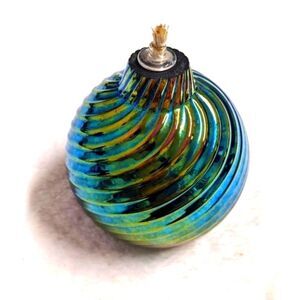 Vintage 1980's Artisan "Glass Eye Studio" Beautiful Iridescent Oil Fille…